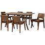 Baxton Studio Afton Brown Faux Leather 7-Piece Dining Set in scene