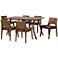 Baxton Studio Afton Brown Faux Leather 7-Piece Dining Set