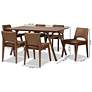 Baxton Studio Afton Brown Faux Leather 7-Piece Dining Set in scene