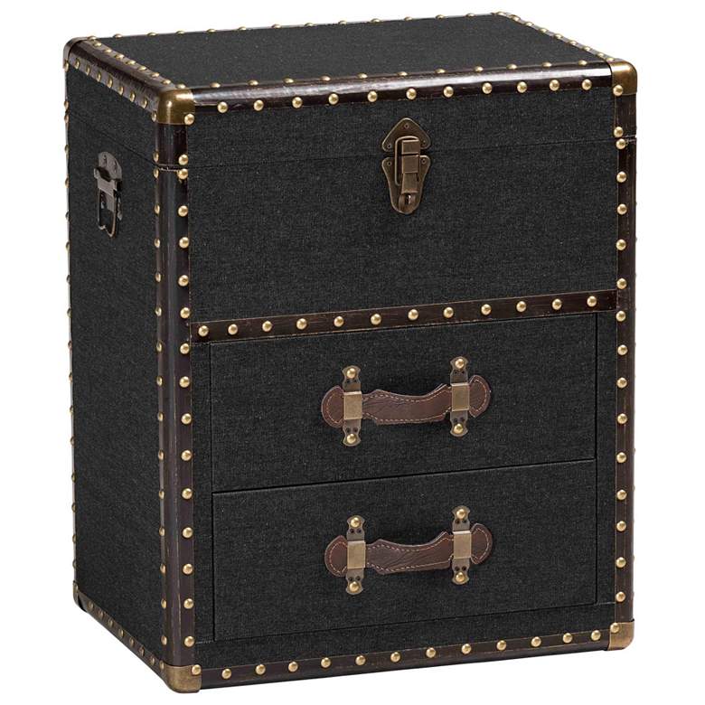 Image 1 Baxton Studio Agatha Vintage Black Canvas 2-Drawer Storage Trunk