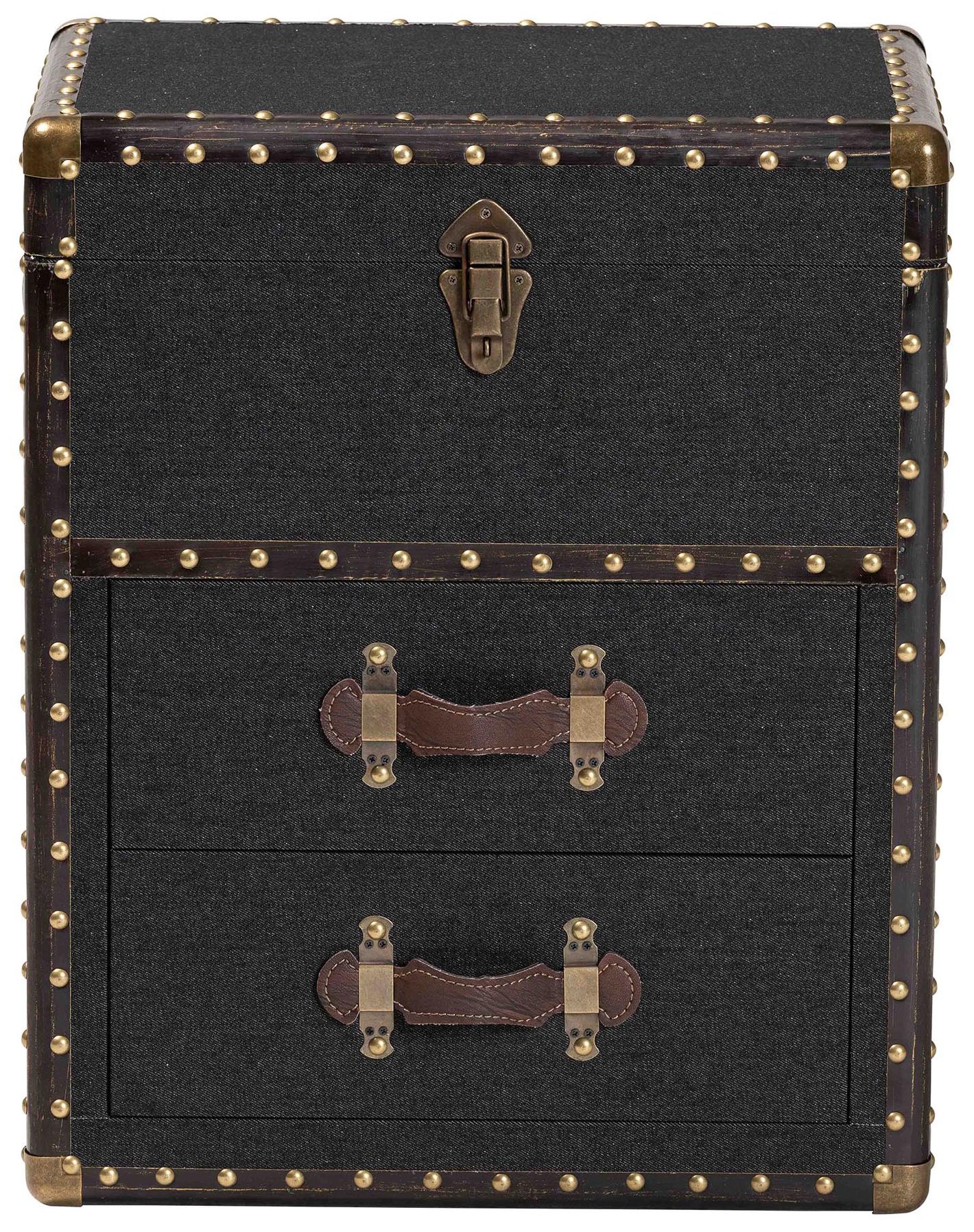 Image 4 Baxton Studio Agatha Vintage Black Canvas 2-Drawer Storage Trunk more views