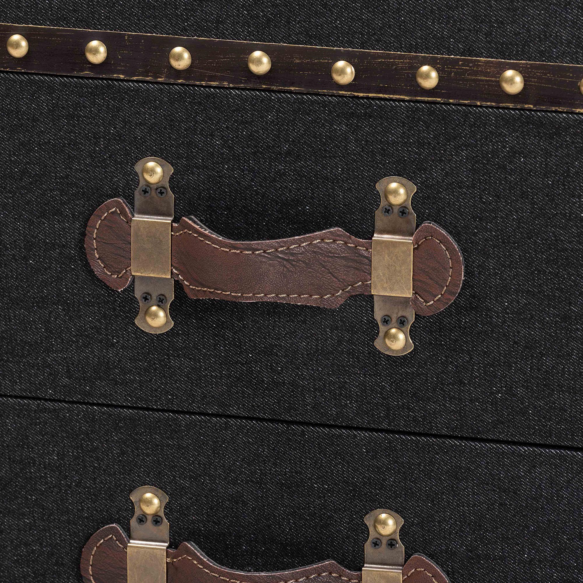 Image 7 Baxton Studio Agatha Vintage Black Canvas 2-Drawer Storage Trunk more views