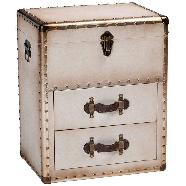 Image 1 Baxton Studio Agatha Vintage Coffee Canvas 2-Drawer Storage Trunk