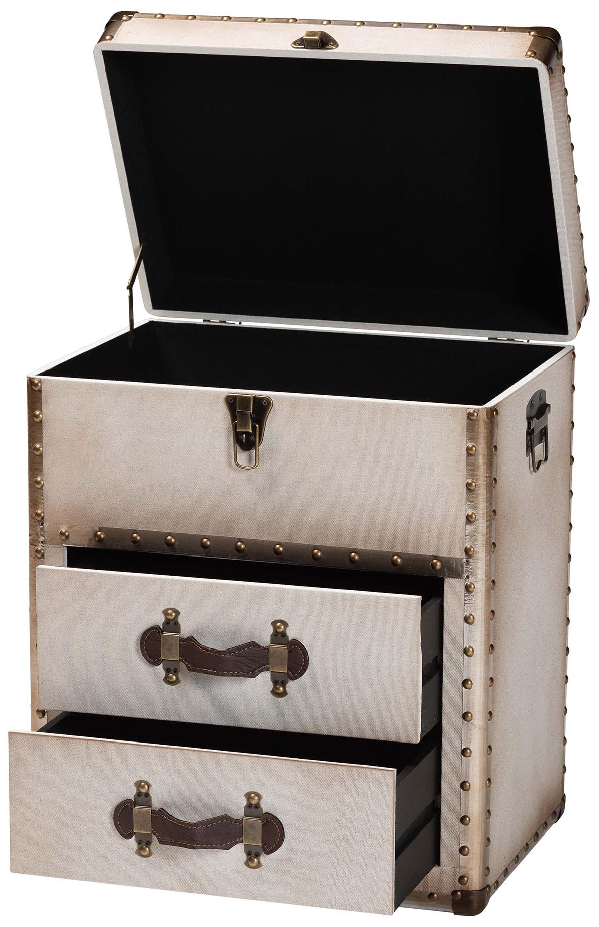 Image 3 Baxton Studio Agatha Vintage Coffee Canvas 2-Drawer Storage Trunk more views