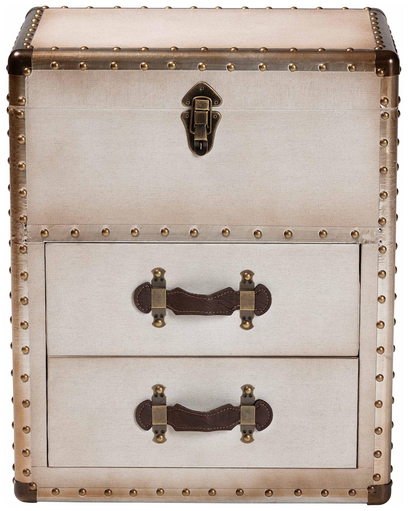 Image 4 Baxton Studio Agatha Vintage Coffee Canvas 2-Drawer Storage Trunk more views