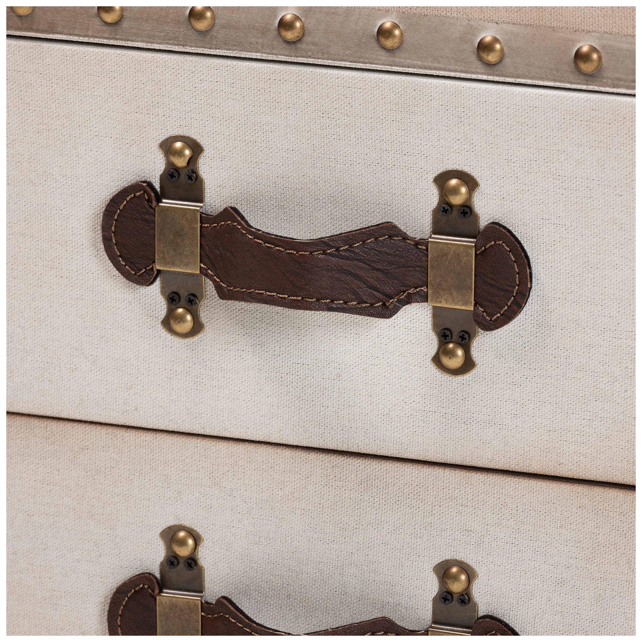 Image 7 Baxton Studio Agatha Vintage Coffee Canvas 2-Drawer Storage Trunk more views