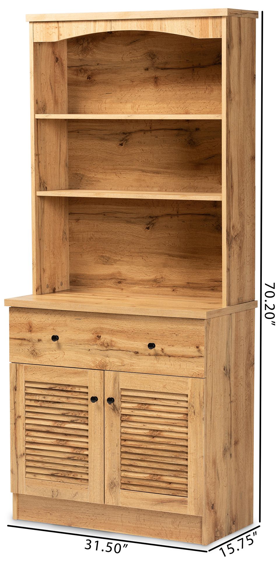 Baxton Studio Agni 31 1/2" Wide Oak Brown 2-Door Hutch Cabinet in scene