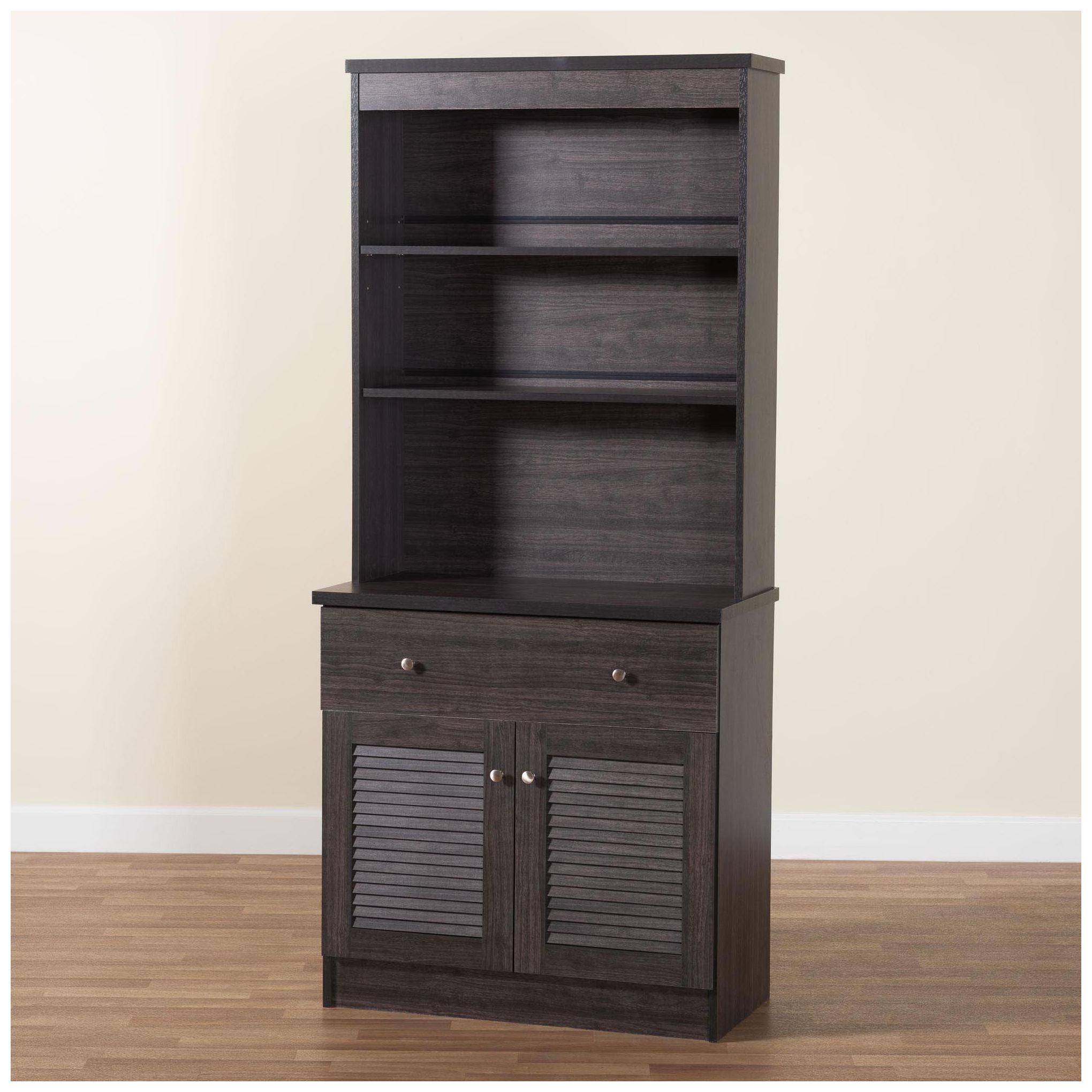 Baxton Studio Agni Modern Dark Brown Buffet and Hutch Kitchen Cabinet
