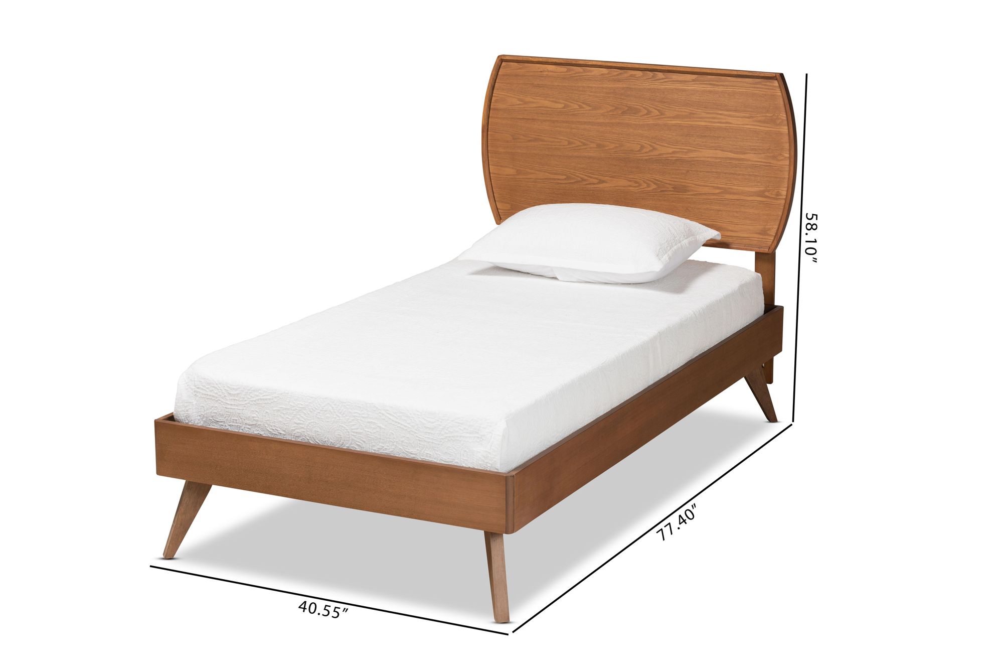 Baxton Studio Aimi Walnut Brown Twin Size Platform Bed in scene