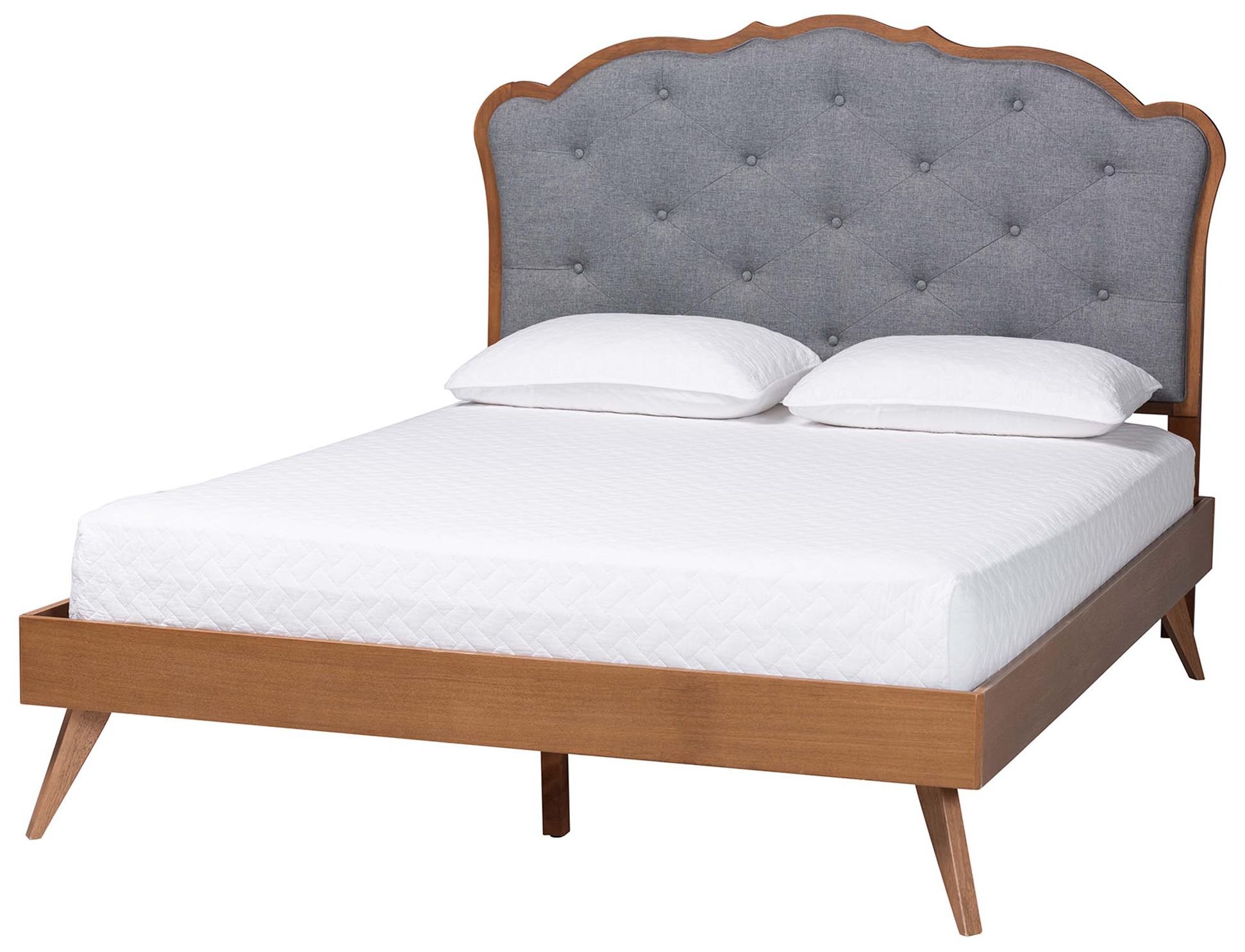Image 2 Baxton Studio Aithan Platform Bed - Upholstered, Button Tufted, Queen