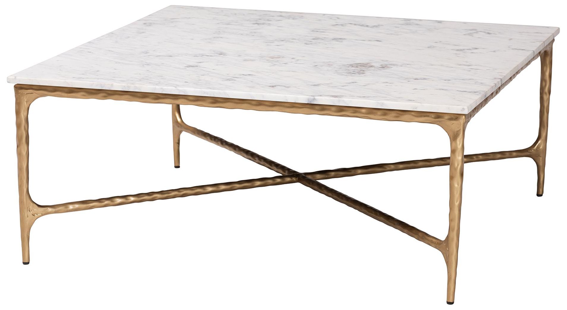 Image 2 Baxton Studio Akanji Marble Coffee Table - Rustic Accent Table, Square