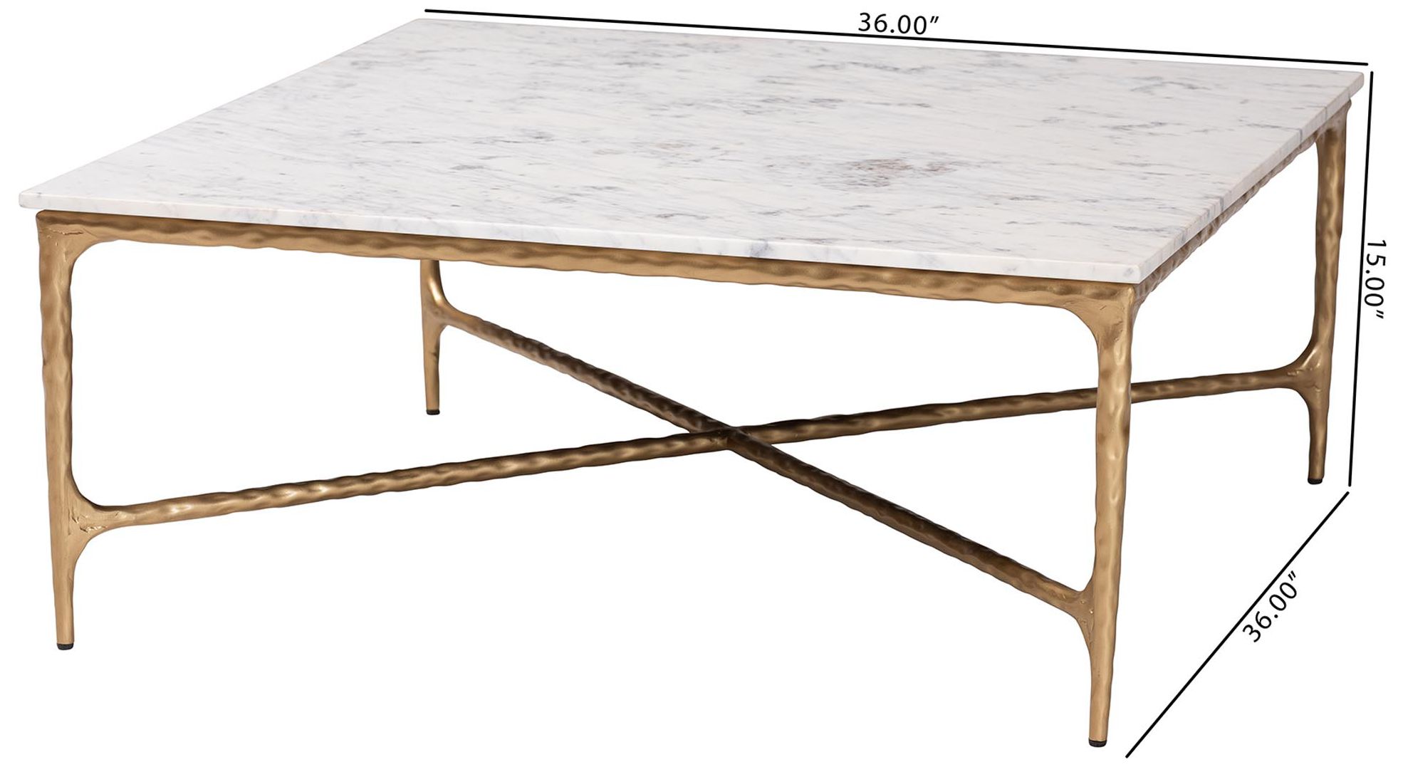 Image 6 Baxton Studio Akanji Marble Coffee Table - Rustic Accent Table, Square more views