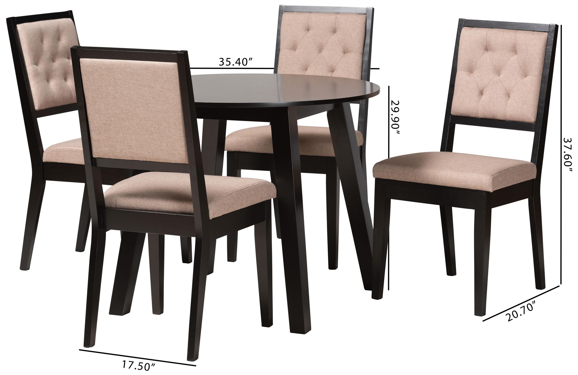 Baxton Studio Alani Beige Fabric 5-Piece Dining Set