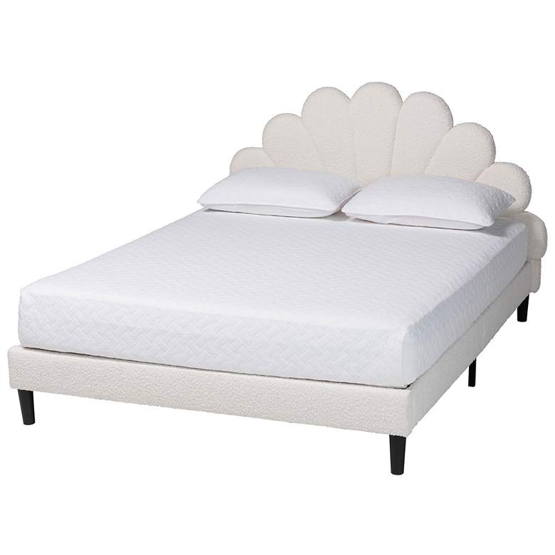 Image 2 Baxton Studio Albion Boucle Cream Fabric Upholstered Platform Queen Bed