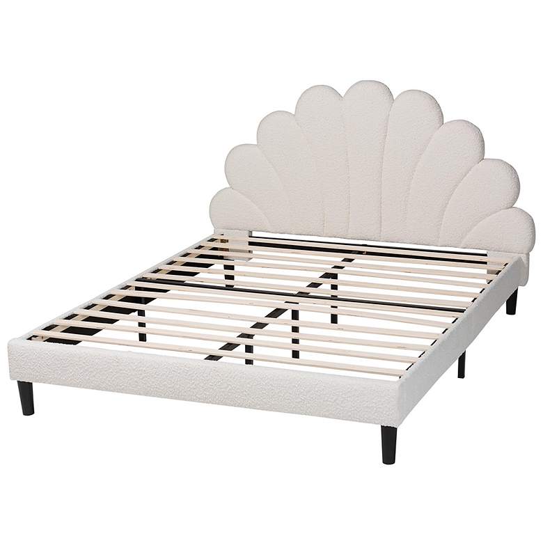 Image 3 Baxton Studio Albion Boucle Cream Fabric Upholstered Platform Queen Bed more views