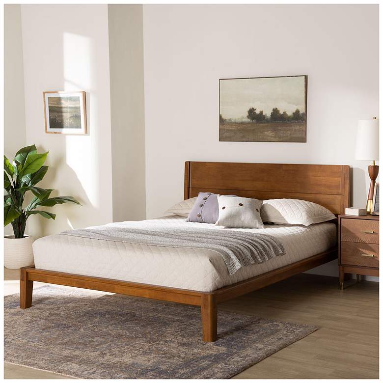 Image 3 Baxton Studio Aldith Japandi Walnut Brown Queen Platform Bed more views