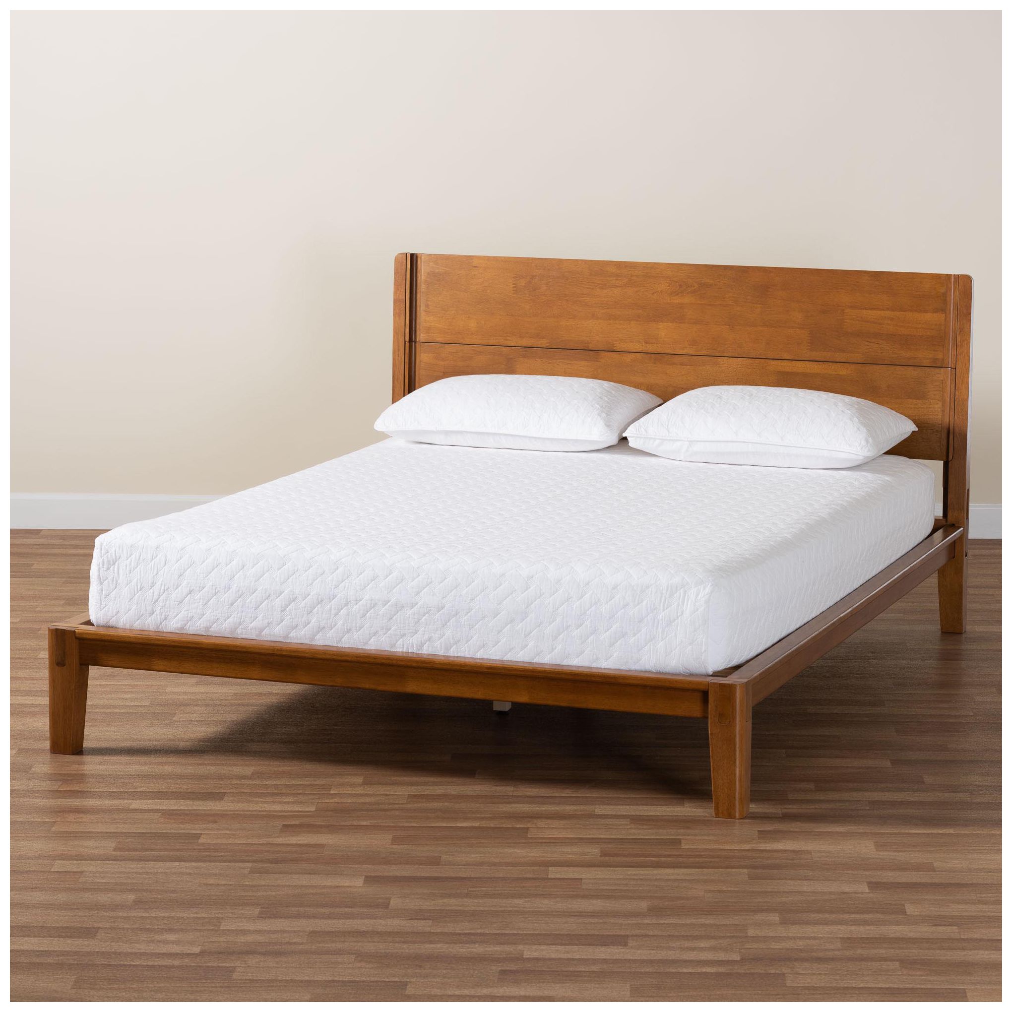 Baxton Studio Aldith Japandi Walnut Brown Queen Platform Bed