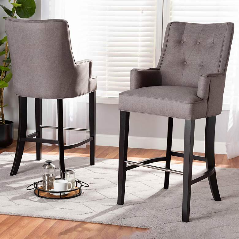 Image 1 Baxton Studio Aldon 30 3/4 inch Gray Bar Stools Set of 2