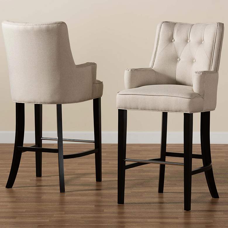 Image 1 Baxton Studio Aldon 30 3/4 inch Light Beige Bar Stools Set of 2