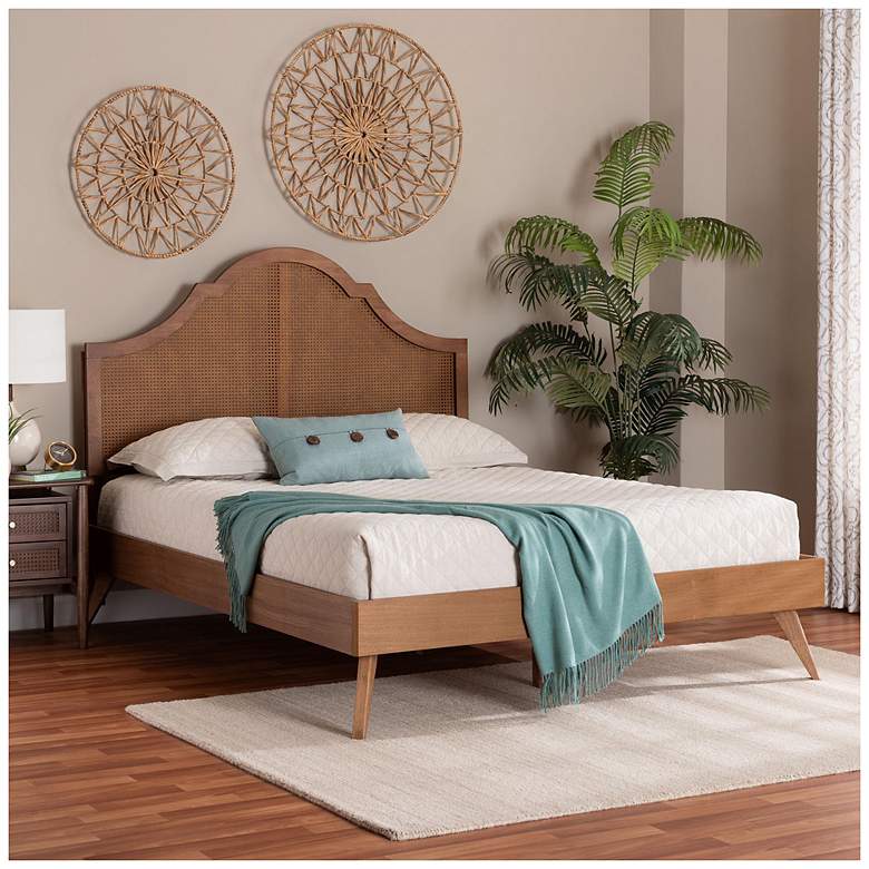 Image 3 Baxton Studio Alecia Mid-Century Ash Walnut Wood Queen Size Platform Bed more views