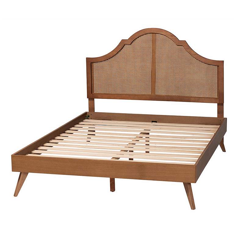 Image 5 Baxton Studio Alecia Mid-Century Ash Walnut Wood Queen Size Platform Bed more views