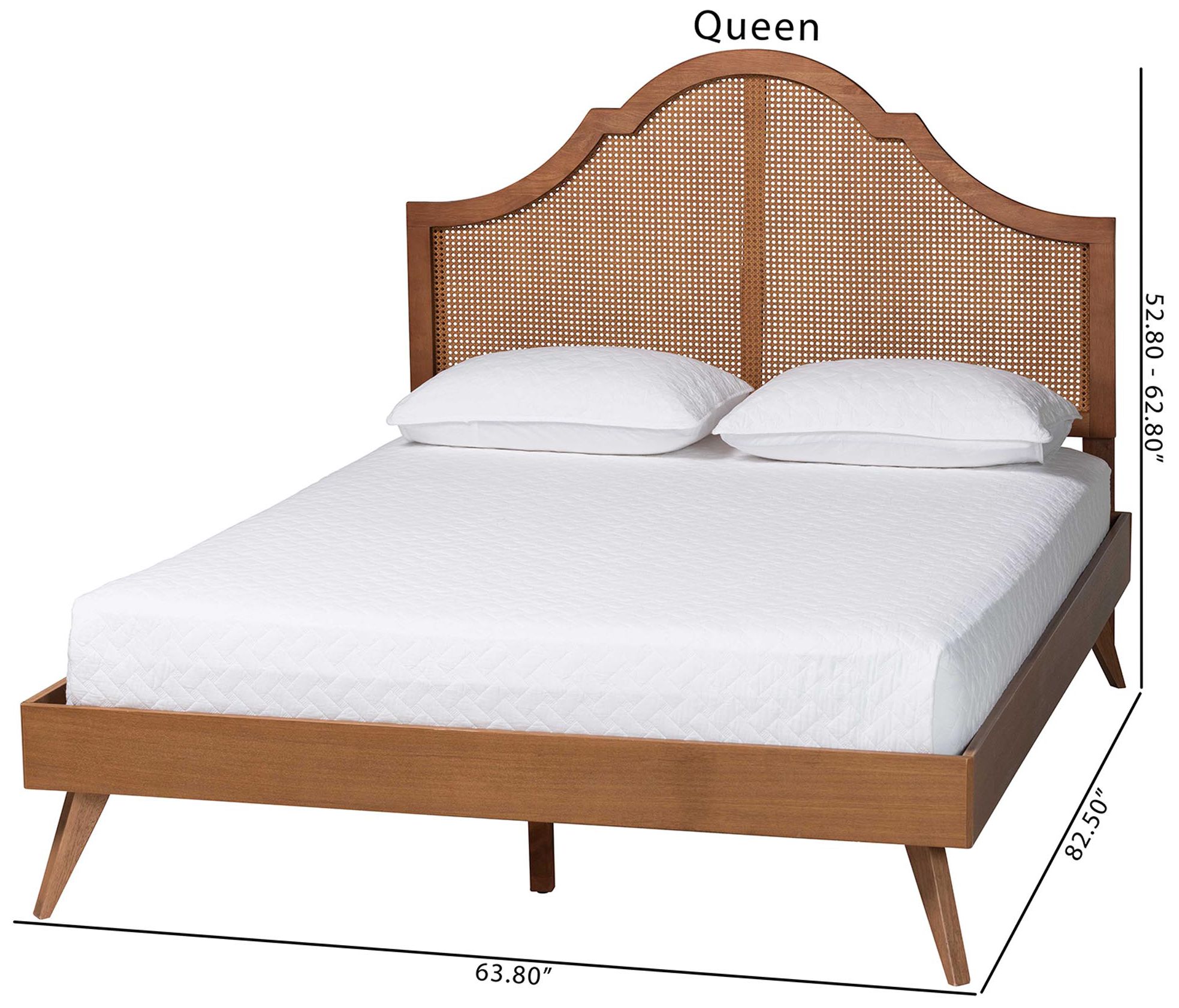 Baxton Studio Alecia Mid-Century Ash Walnut Wood Queen Size Platform Bed