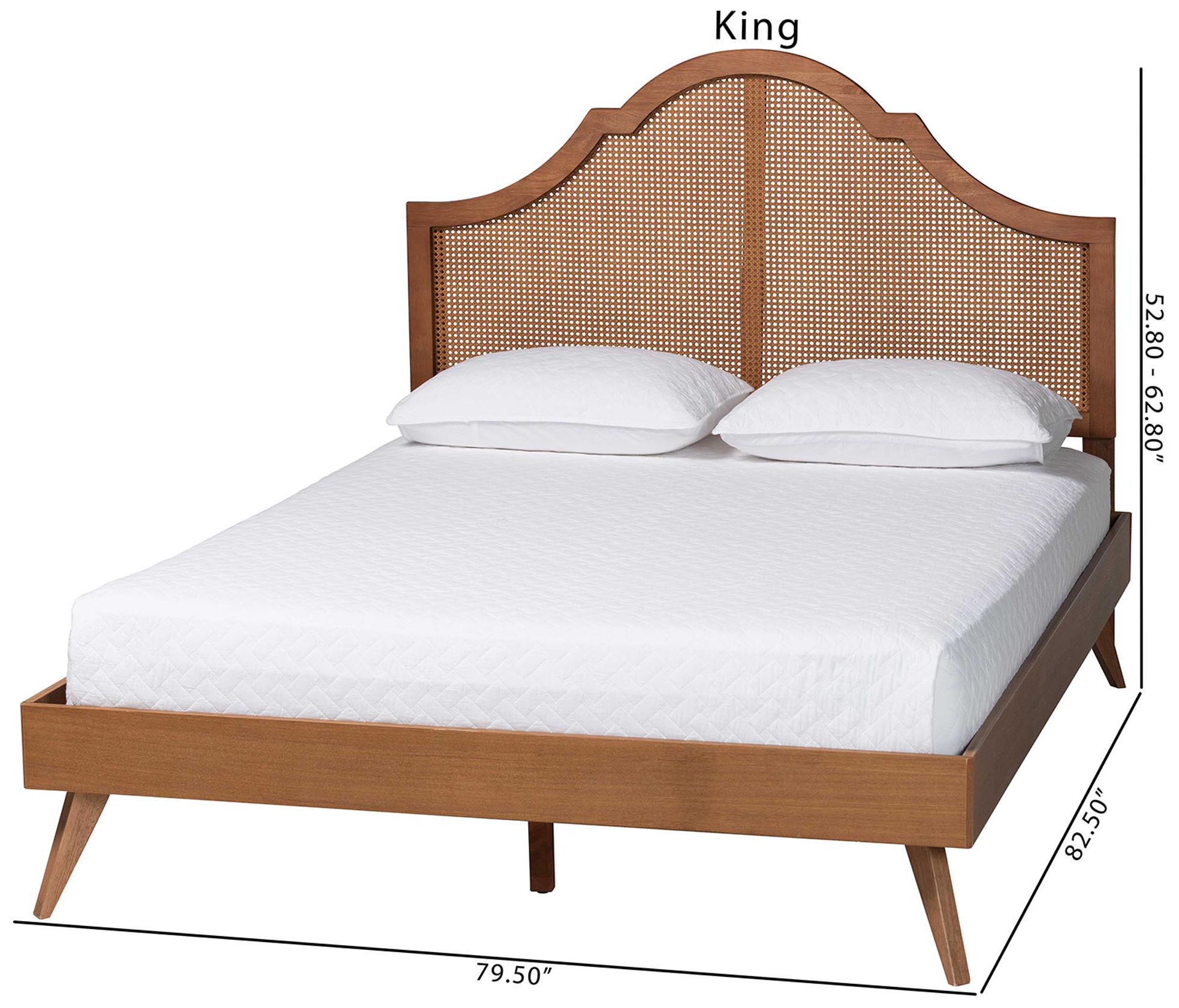 Baxton Studio Alecia Mid-Century Ash Walnut Wood Queen Size Platform Bed