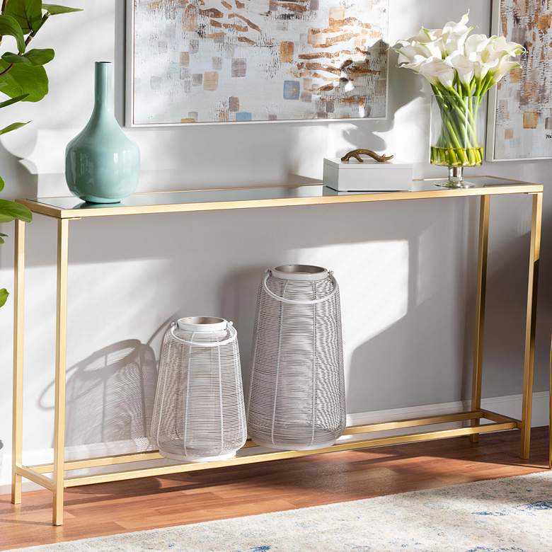 Image 1 Baxton Studio Alessa 59 3/4 inch Wide Brushed Gold Console Table