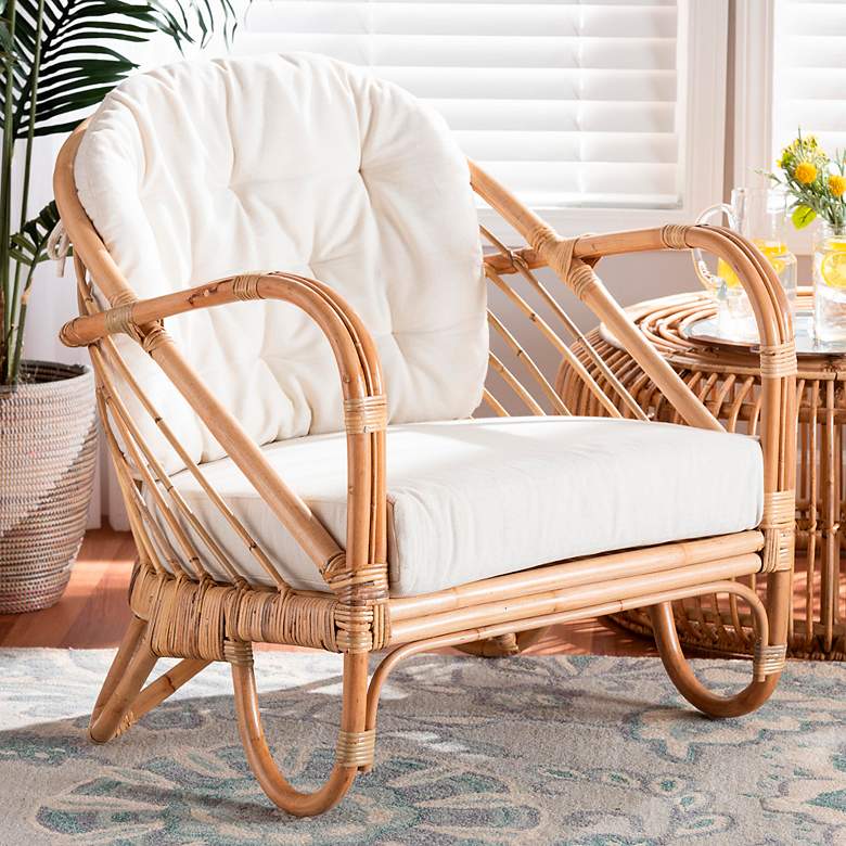 Image 1 Baxton Studio Aliane Natural Brown Rattan Armchair