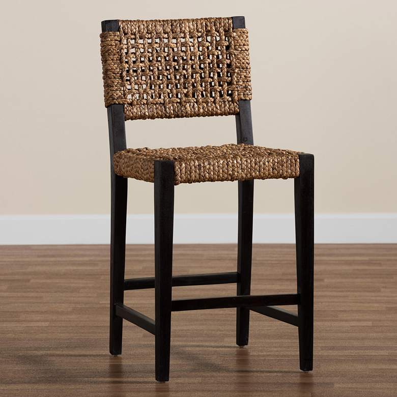 Image 1 Baxton Studio Alise 24 1/4 inch Dark Brown Wood Counter Stool