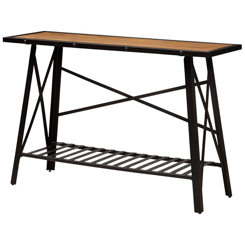 Image 1 Baxton Studio Allaire Wood and Bronze Metal Console Table