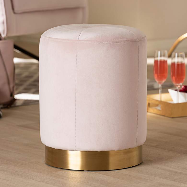 Image 1 Baxton Studio Alonza Glam Pink Velvet and Gold Ottoman