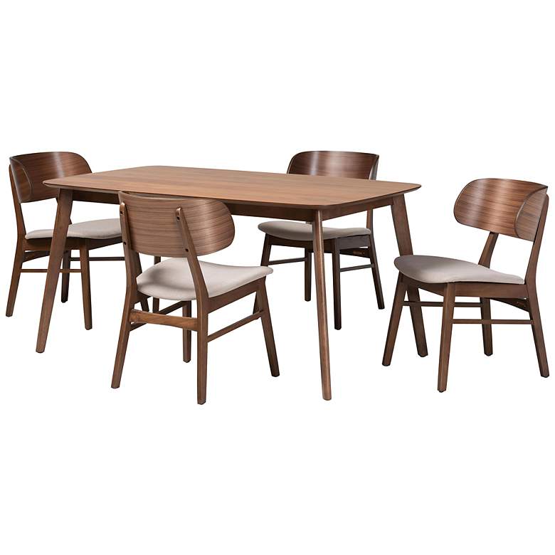 Image 2 Baxton Studio Alston Beige Faux Leather 5-Piece Dining Set