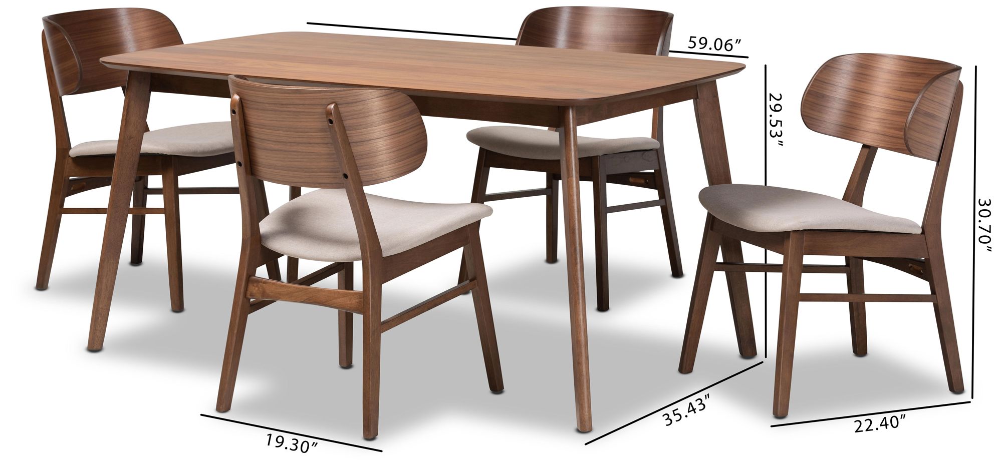 Baxton Studio Alston Beige Faux Leather 5-Piece Dining Set in scene