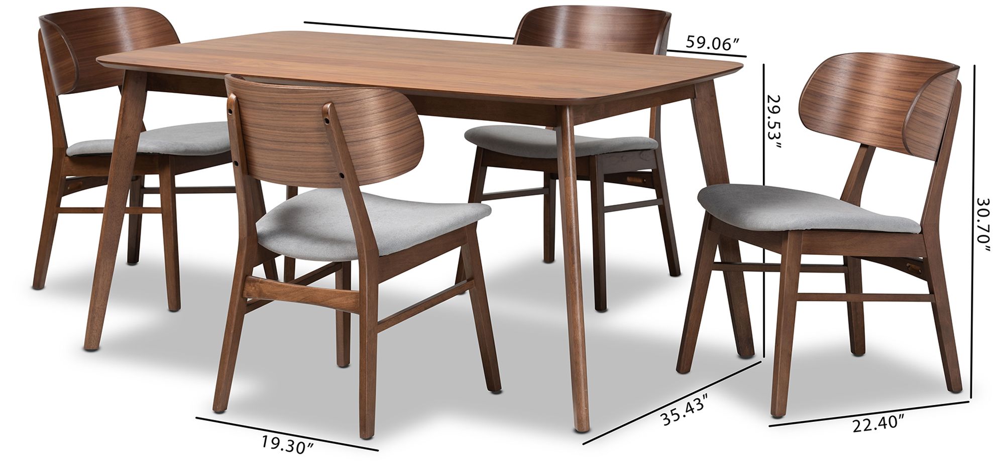 Baxton Studio Alston Gray Faux Leather 5-Piece Dining Set in scene