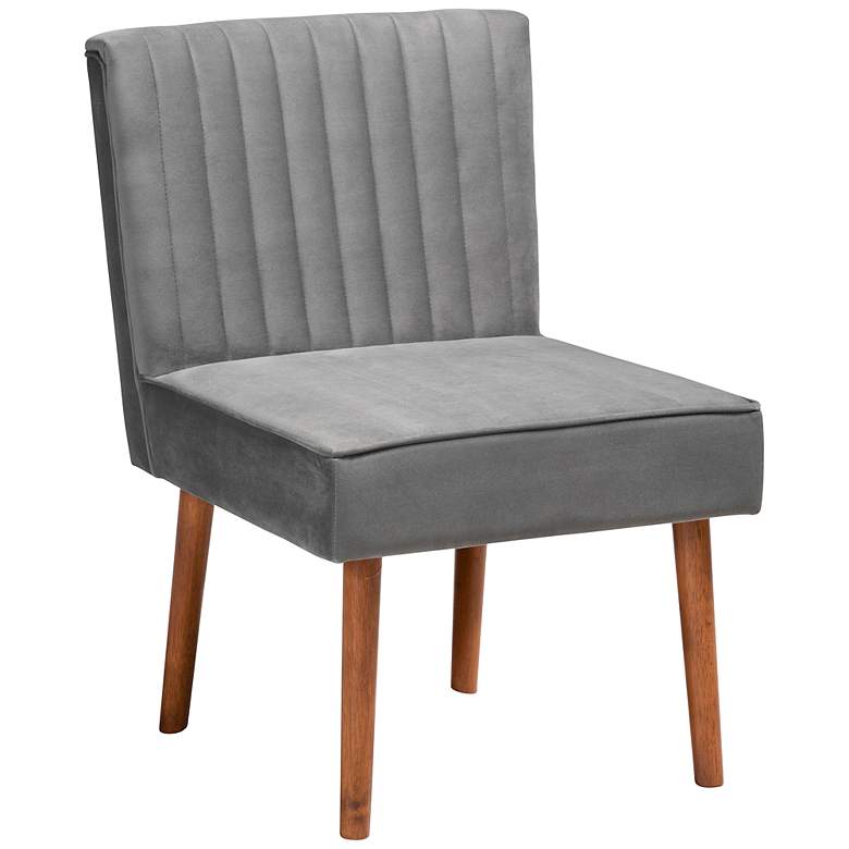 Image 2 Baxton Studio Alvis Gray Velvet Fabric Tufted Dining Chair