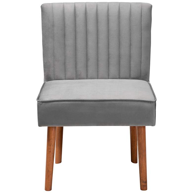 Image 6 Baxton Studio Alvis Gray Velvet Fabric Tufted Dining Chair more views