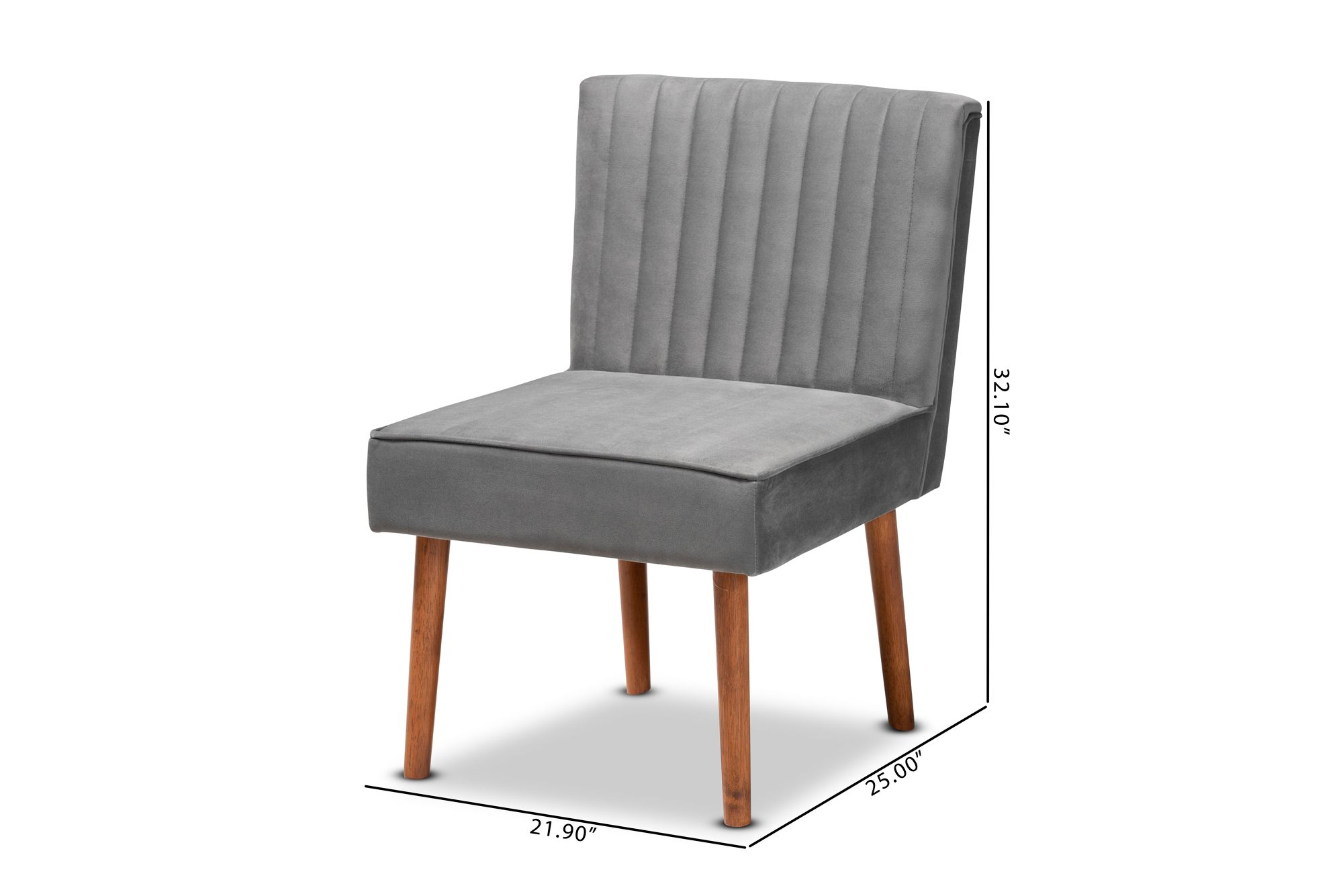 Baxton Studio Alvis Gray Velvet Fabric Tufted Dining Chair