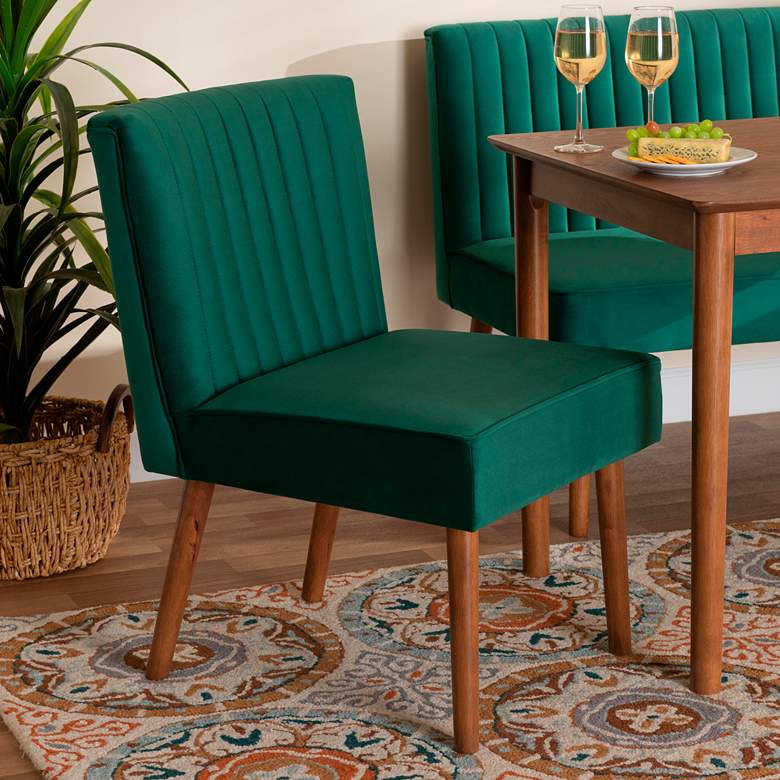 Image 1 Baxton Studio Alvis Green Velvet Fabric Tufted Dining Chair