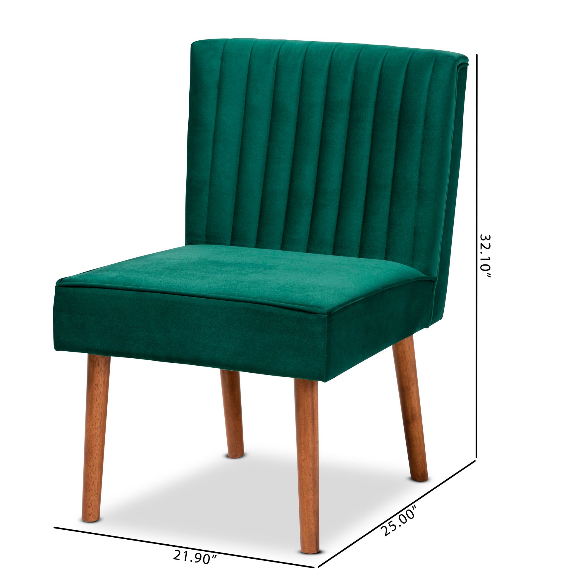 Baxton Studio Alvis Green Velvet Fabric Tufted Dining Chair