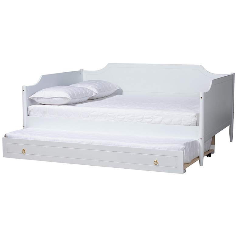 Image 7 Baxton Studio Alya White Full Daybed w/ Roll-Out Trundle Bed more views