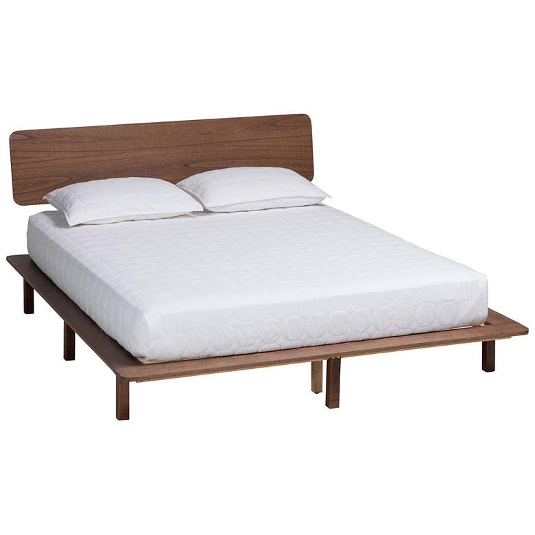 Image 2 Baxton Studio Alyssa Japandi Walnut Brown Wood King Size Platform Bed