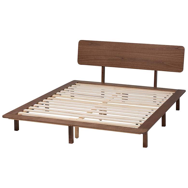 Image 5 Baxton Studio Alyssa Japandi Walnut Brown Wood King Size Platform Bed more views