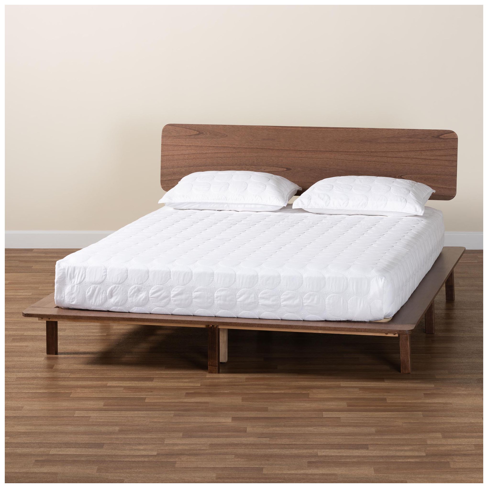 Baxton Studio Alyssa Japandi Walnut Brown Wood King Size Platform Bed