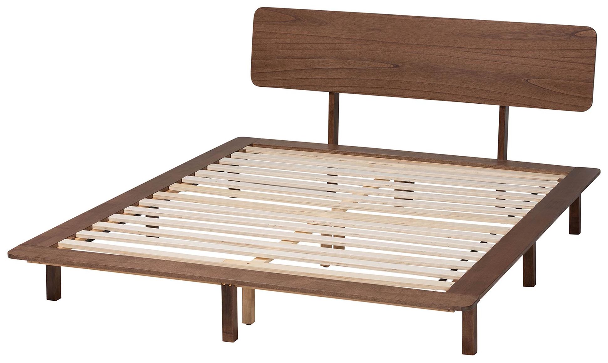 Image 5 Baxton Studio Alyssa Japandi Walnut Brown Wood Queen Size Platform Bed more views
