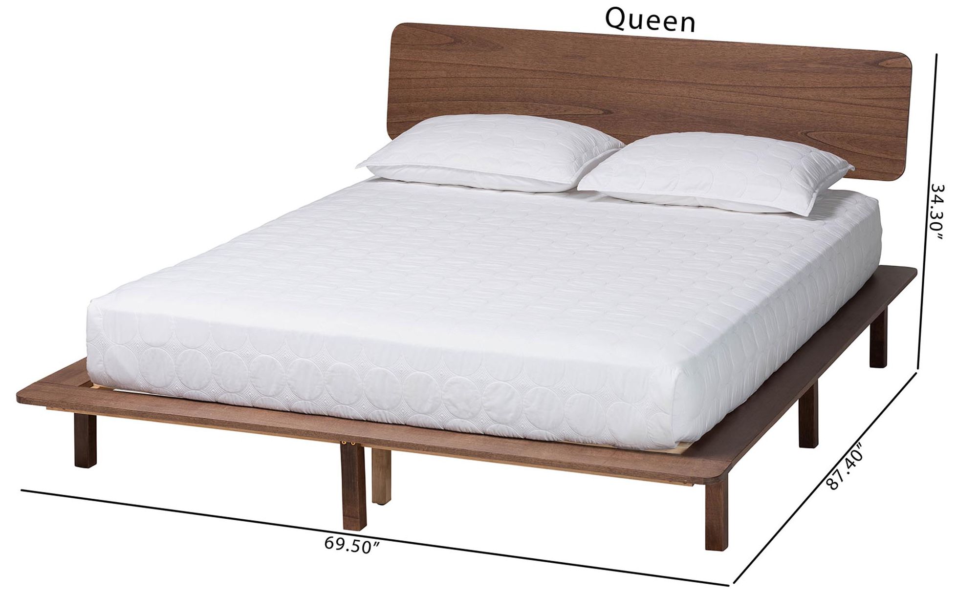 Baxton Studio Alyssa Japandi Walnut Brown Wood Queen Size Platform Bed