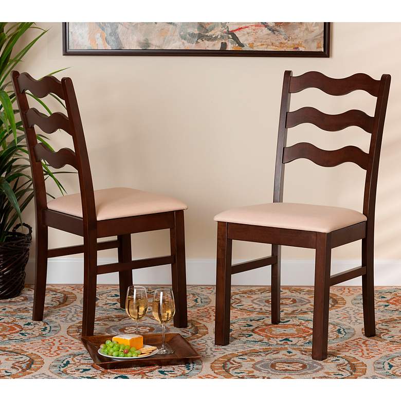 Image 1 Baxton Studio Amara Cream Fabric Dining Chairs Set of 2