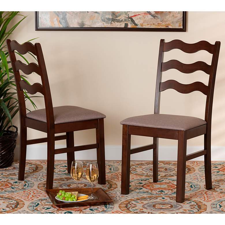 Image 1 Baxton Studio Amara Warm Gray Fabric Dining Chairs Set of 2