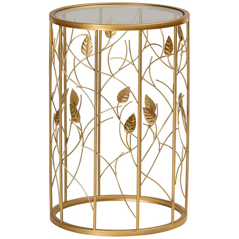 Image 2 Baxton Studio Anaya 15 inch Wide Brushed Gold Round End Table