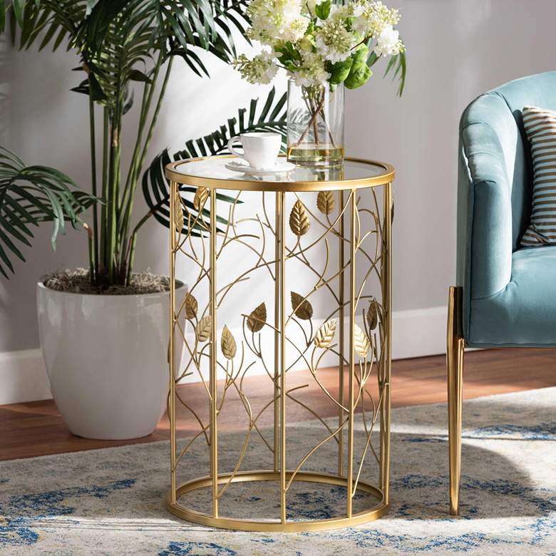 Image 1 Baxton Studio Anaya 15" Wide Brushed Gold Round End Table